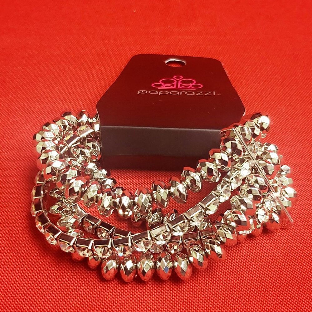 Paparazzi 5 Layers Beads Rhinestones Stretch Bracelet Best of Luxe White